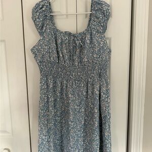 Adorable Blue Floral Milkmaid style Dress